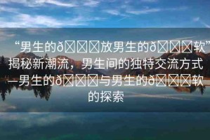 “男生的??放男生的??軟”揭秘新潮流，男生間的獨(dú)特交流方式—男生的??與男生的??軟的探索