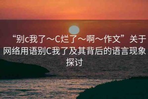 “別c我了～C爛了～啊～作文”關于網(wǎng)絡用語別C我了及其背后的語言現(xiàn)象探討