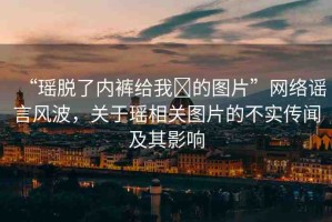 “瑤脫了內(nèi)褲給我?的圖片”網(wǎng)絡(luò)謠言風(fēng)波，關(guān)于瑤相關(guān)圖片的不實(shí)傳聞及其影響