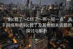 “別c我了～C爛了～啊～輕一點”關(guān)于網(wǎng)絡(luò)用語別c我了及其他相關(guān)話題的探討與解析