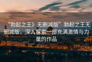 “勃起之王》無刪減版”勃起之王無刪減版，深入探索一部充滿激情與力量的作品