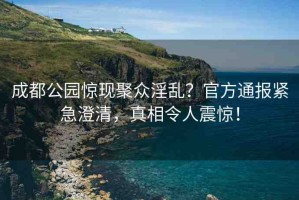 成都公園驚現(xiàn)聚眾淫亂？官方通報緊急澄清，真相令人震驚！