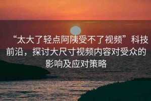 “太大了輕點阿?受不了視頻”科技前沿，探討大尺寸視頻內(nèi)容對受眾的影響及應對策略