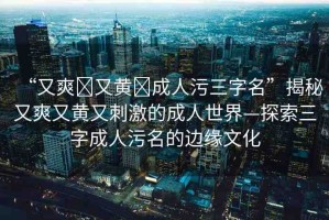 “又爽?又黃?成人污三字名”揭秘又爽又黃又刺激的成人世界—探索三字成人污名的邊緣文化