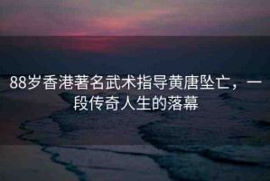 88歲香港著名武術(shù)指導(dǎo)黃唐墜亡，一段傳奇人生的落幕