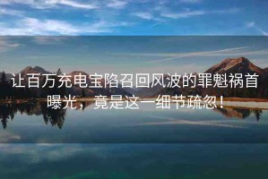 讓百萬充電寶陷召回風(fēng)波的罪魁禍?zhǔn)灼毓?，竟是這一細(xì)節(jié)疏忽！