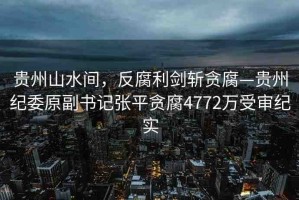 貴州山水間，反腐利劍斬貪腐—貴州紀委原副書記張平貪腐4772萬受審紀實