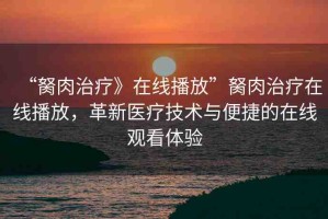 “胬肉治療》在線播放”胬肉治療在線播放，革新醫(yī)療技術(shù)與便捷的在線觀看體驗(yàn)