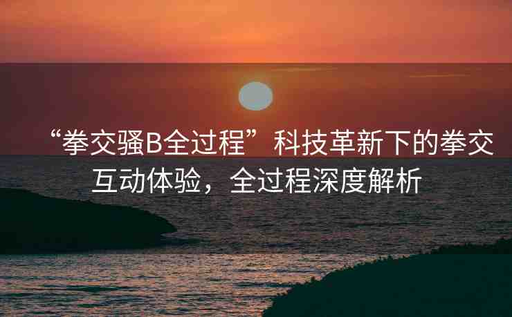 “拳交騷B全過程”科技革新下的拳交互動(dòng)體驗(yàn)，全過程深度解析