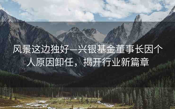 風(fēng)景這邊獨(dú)好—興銀基金董事長(zhǎng)因個(gè)人原因卸任，揭開(kāi)行業(yè)新篇章