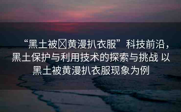 “黑土被?黃漫扒衣服”科技前沿，黑土保護(hù)與利用技術(shù)的探索與挑戰(zhàn) 以黑土被黃漫扒衣服現(xiàn)象為例