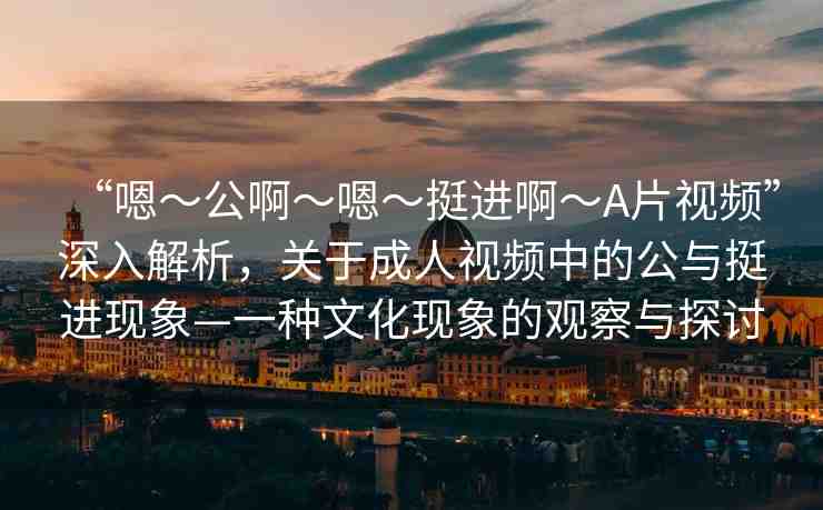 “嗯～公啊～嗯～挺進(jìn)啊～A片視頻”深入解析，關(guān)于成人視頻中的公與挺進(jìn)現(xiàn)象—一種文化現(xiàn)象的觀察與探討