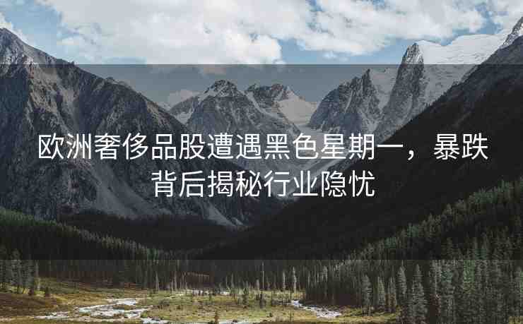 歐洲奢侈品股遭遇黑色星期一，暴跌背后揭秘行業(yè)隱憂