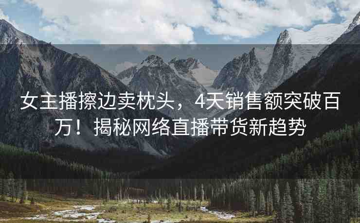 女主播擦邊賣枕頭，4天銷售額突破百萬！揭秘網絡直播帶貨新趨勢