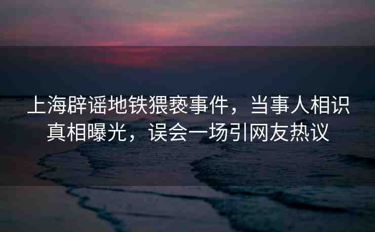 上海辟謠地鐵猥褻事件，當(dāng)事人相識真相曝光，誤會一場引網(wǎng)友熱議
