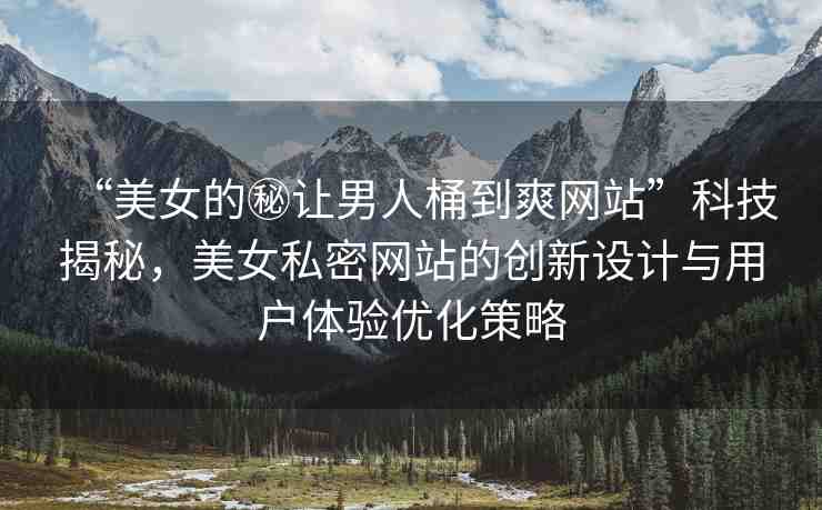 “美女的秘讓男人桶到爽網(wǎng)站”科技揭秘，美女私密網(wǎng)站的創(chuàng)新設(shè)計(jì)與用戶體驗(yàn)優(yōu)化策略
