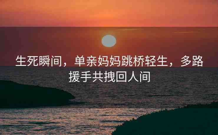 生死瞬間，單親媽媽跳橋輕生，多路援手共拽回人間