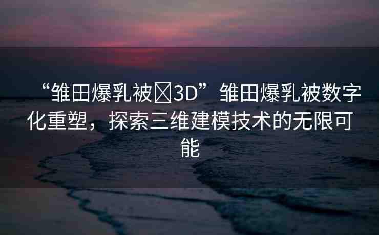 “雛田爆乳被?3D”雛田爆乳被數(shù)字化重塑，探索三維建模技術(shù)的無限可能