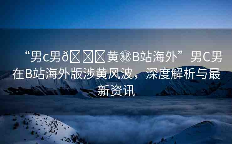“男c男??黃秘B站海外”男C男在B站海外版涉黃風(fēng)波，深度解析與最新資訊