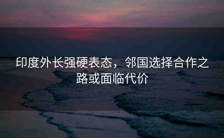 印度外長(zhǎng)強(qiáng)硬表態(tài)，鄰國(guó)選擇合作之路或面臨代價(jià)