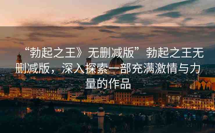 “勃起之王》無刪減版”勃起之王無刪減版，深入探索一部充滿激情與力量的作品