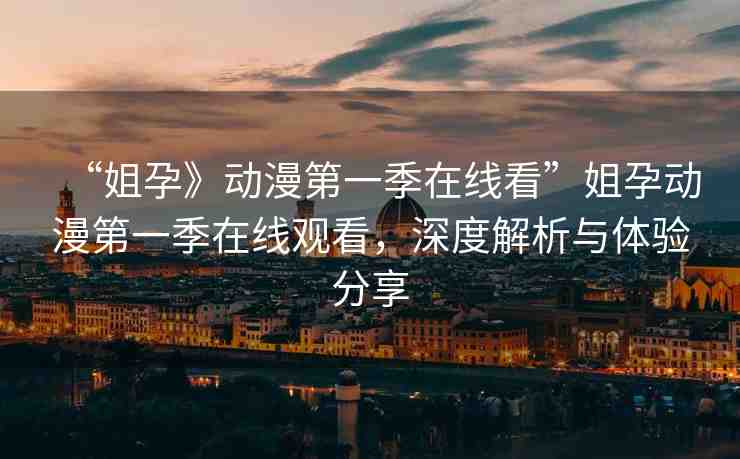 “姐孕》動漫第一季在線看”姐孕動漫第一季在線觀看，深度解析與體驗分享