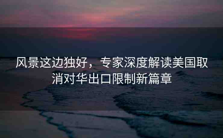 風(fēng)景這邊獨(dú)好，專家深度解讀美國(guó)取消對(duì)華出口限制新篇章
