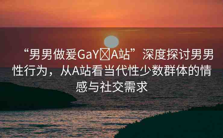 “男男做爰GaY?A站”深度探討男男性行為，從A站看當(dāng)代性少數(shù)群體的情感與社交需求