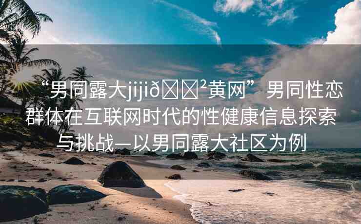 “男同露大jiji??黃網(wǎng)”男同性戀群體在互聯(lián)網(wǎng)時(shí)代的性健康信息探索與挑戰(zhàn)—以男同露大社區(qū)為例