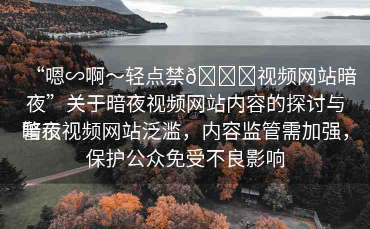“嗯∽啊～輕點禁??視頻網(wǎng)站暗夜”關(guān)于暗夜視頻網(wǎng)站內(nèi)容的探討與警示
暗夜視頻網(wǎng)站泛濫，內(nèi)容監(jiān)管需加強，保護公眾免受不良影響