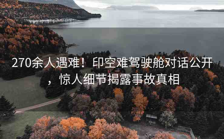 270余人遇難！印空難駕駛艙對(duì)話公開(kāi)，驚人細(xì)節(jié)揭露事故真相