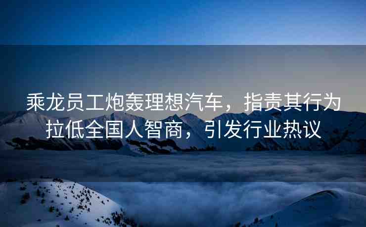 乘龍員工炮轟理想汽車，指責(zé)其行為拉低全國人智商，引發(fā)行業(yè)熱議